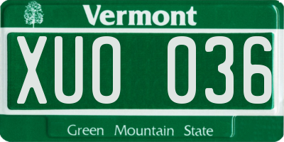 VT license plate XUO036