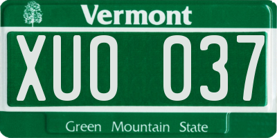 VT license plate XUO037