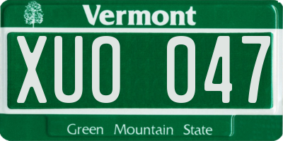 VT license plate XUO047