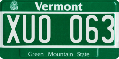 VT license plate XUO063