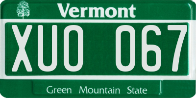 VT license plate XUO067