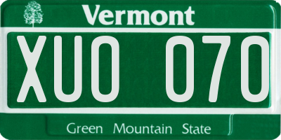 VT license plate XUO070