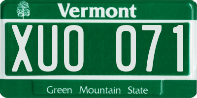 VT license plate XUO071