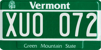 VT license plate XUO072