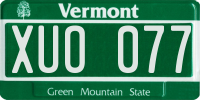 VT license plate XUO077
