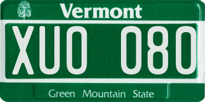 VT license plate XUO080