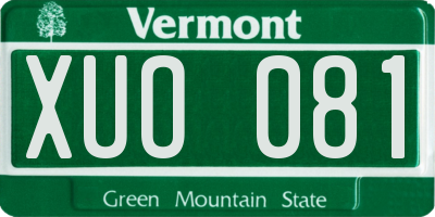 VT license plate XUO081