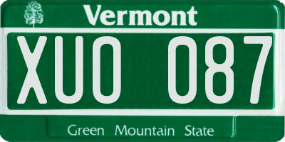 VT license plate XUO087