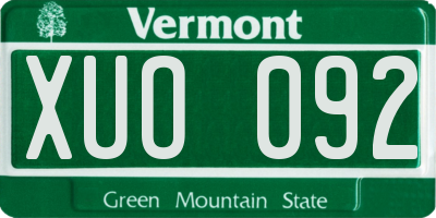 VT license plate XUO092