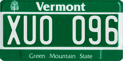 VT license plate XUO096