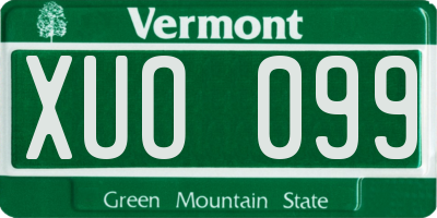 VT license plate XUO099