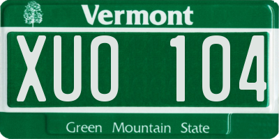 VT license plate XUO104