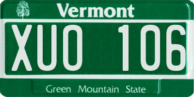 VT license plate XUO106