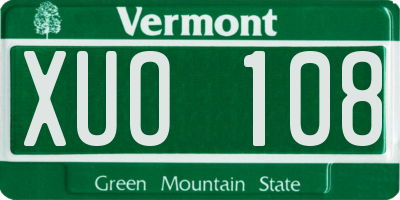 VT license plate XUO108