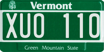 VT license plate XUO110