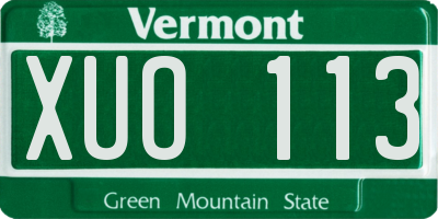 VT license plate XUO113
