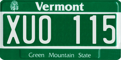 VT license plate XUO115