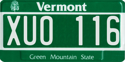 VT license plate XUO116