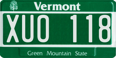 VT license plate XUO118