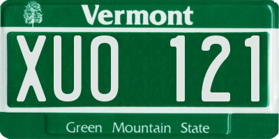 VT license plate XUO121