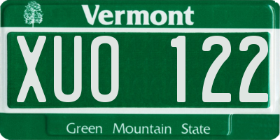 VT license plate XUO122