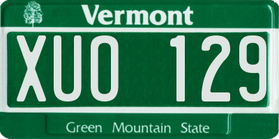 VT license plate XUO129