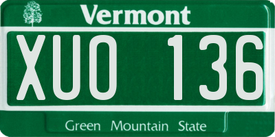 VT license plate XUO136