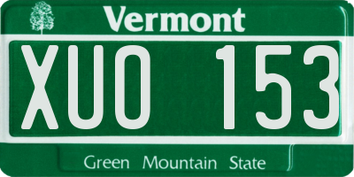 VT license plate XUO153
