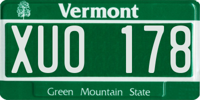 VT license plate XUO178