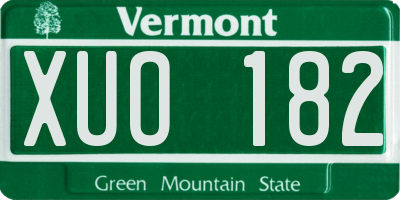 VT license plate XUO182