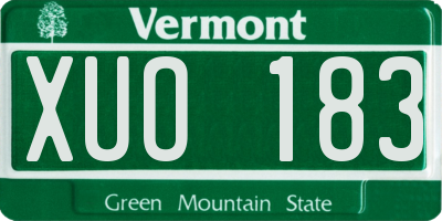 VT license plate XUO183