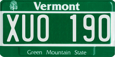VT license plate XUO190