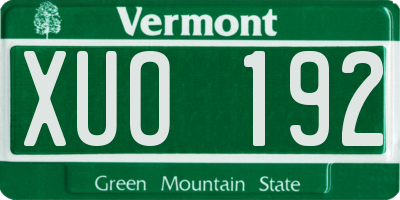 VT license plate XUO192