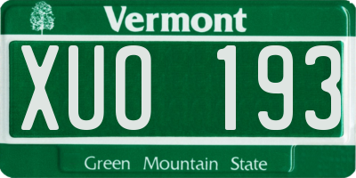 VT license plate XUO193