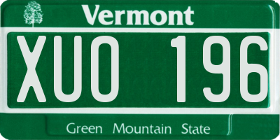 VT license plate XUO196