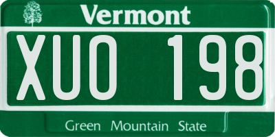 VT license plate XUO198