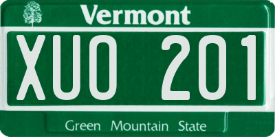 VT license plate XUO201