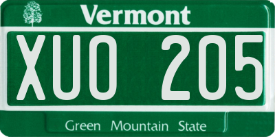 VT license plate XUO205