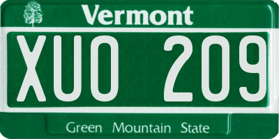 VT license plate XUO209