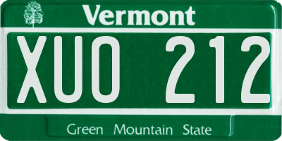 VT license plate XUO212