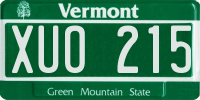 VT license plate XUO215