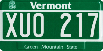 VT license plate XUO217