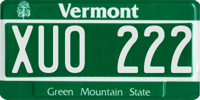 VT license plate XUO222