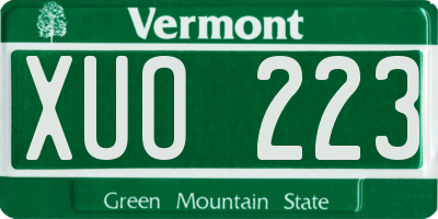 VT license plate XUO223
