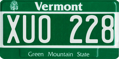 VT license plate XUO228