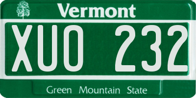 VT license plate XUO232