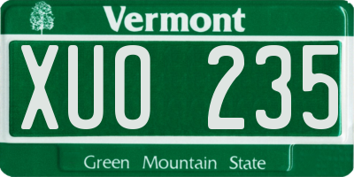 VT license plate XUO235