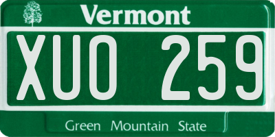 VT license plate XUO259