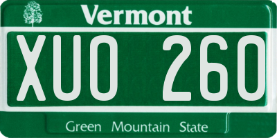 VT license plate XUO260