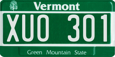 VT license plate XUO301